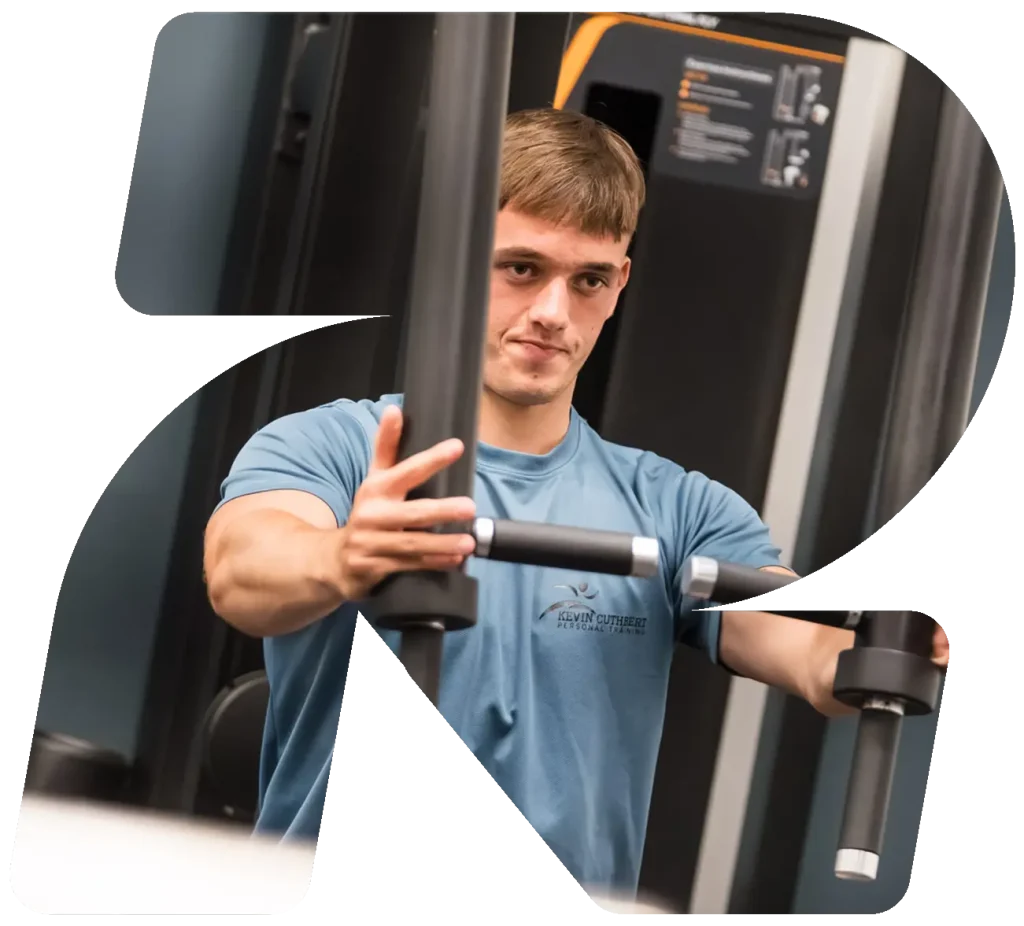 A man exercising and doing weight training at Rodney Fitness Centre
